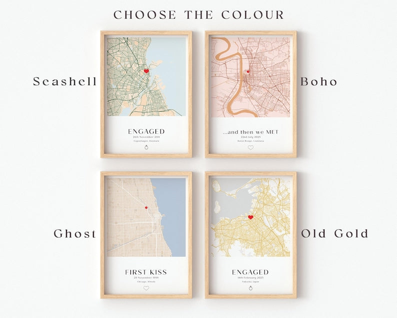 Personalized Engagement Print, Engagement Gift, Gift For Engaged Couple, Gift for Couples, Engagement Map Print Gift, Proposal Print Gift