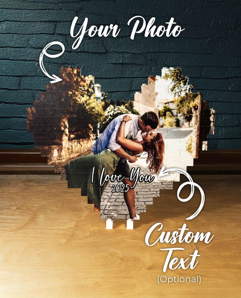 Custom Photo Building Blocks For Couples | Gifts For Boyfriend | Anniversary Gift | Couple Gifts | Gift For Him | Personalized Gift