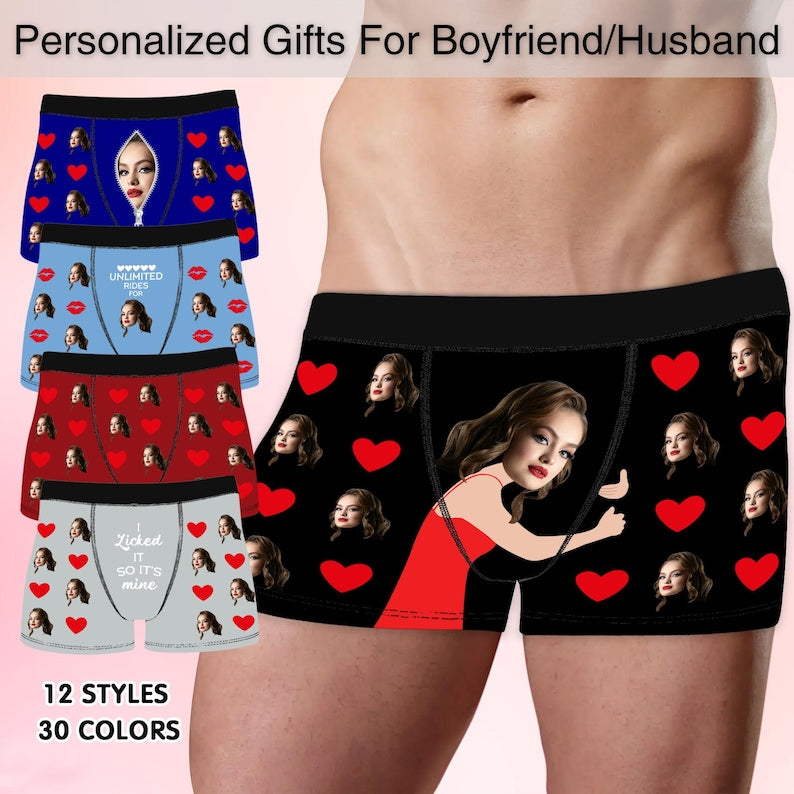 Personalized Underwear for Men, Custom Boxers with Picture, Underwear with Photo, Personalized Face Boxers, Boyfriend Husband, Gift for Him