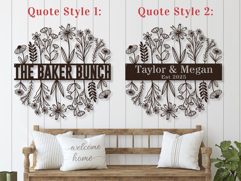 Wildflower Metal Wall Art, Custom Metal Sign, Wildflower Welcome Sign, Personalized Family Last Name Sign, Flower Farmhouse Decor for Spring