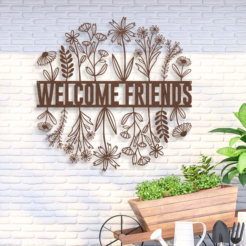 Wildflower Metal Wall Art, Custom Metal Sign, Wildflower Welcome Sign, Personalized Family Last Name Sign, Flower Farmhouse Decor for Spring