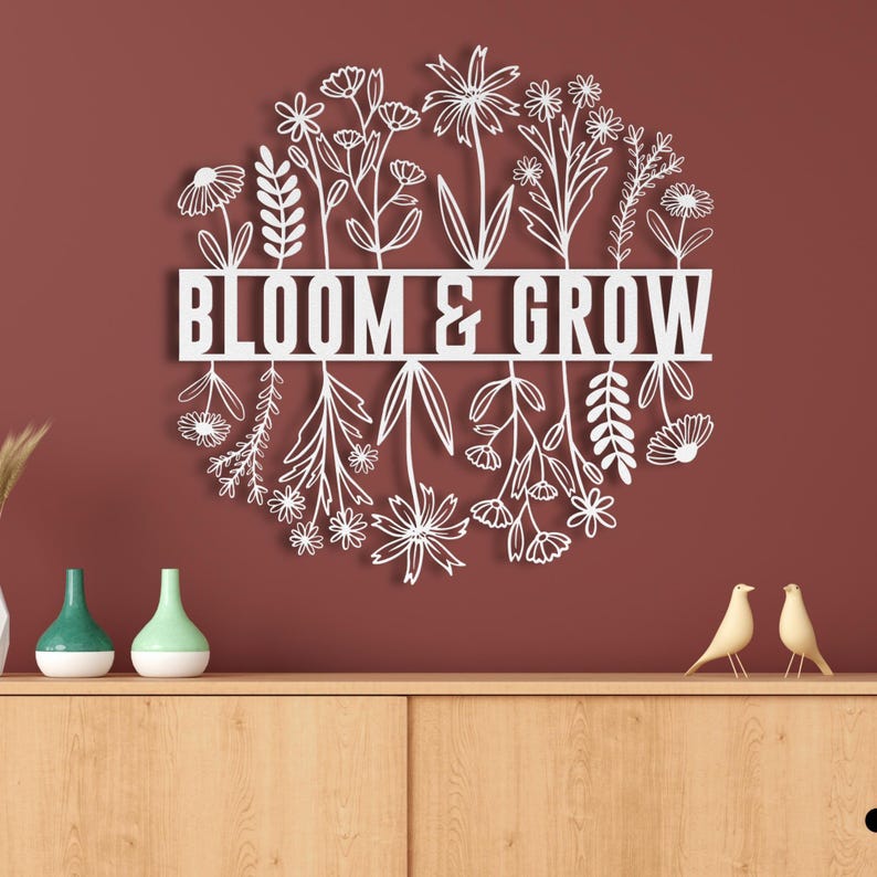 Wildflower Metal Wall Art, Custom Metal Sign, Wildflower Welcome Sign, Personalized Family Last Name Sign, Flower Farmhouse Decor for Spring