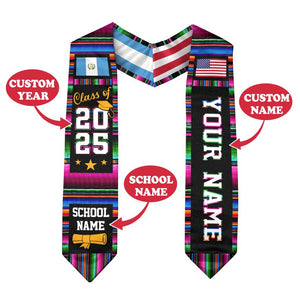 Personalized Guatemalan American Flag Graduation Sash 2025, Guatemala Graduation Stole, Guatemalan Graduation 2025, Custom Graduation Stole