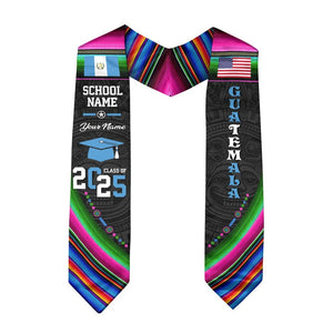 Personalized Guatemalan American Flag Graduation Sash 2025, Guatemala Graduation Stole, Guatemalan Graduation 2025, Custom Graduation Stole