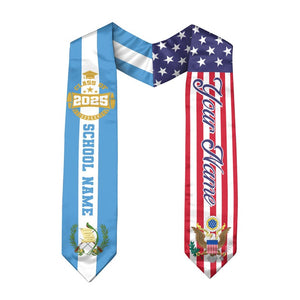 Personalized Guatemalan American Flag Graduation Sash 2025, Guatemala Graduation Stole, Guatemalan Graduation 2025, Custom Graduation Stole