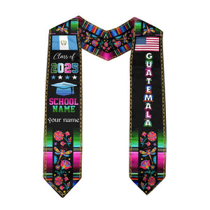 Personalized Guatemalan American Flag Graduation Sash 2025, Guatemala Graduation Stole, Guatemalan Graduation 2025, Custom Graduation Stole
