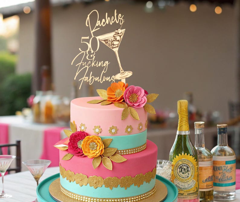 40th, 50th Birthday, 50 and Fabulous, Cake Topper, 50th Birthday Cake Toppers, Personalized Topper, Birthday Custom Cake Topper