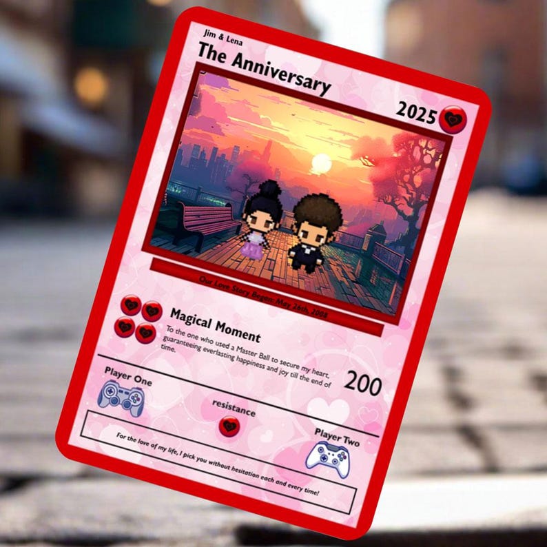 Poke Anniversary Card - Personalized Anniversary Gifts - Anniversary Gift - Gift for Him - Gift for Her - Vday Gift - Valentine's Day Gift