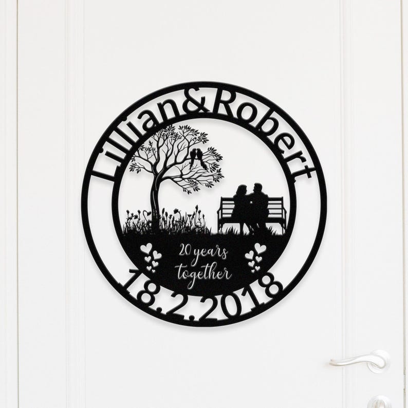 Personalized 20th Anniversary Metal Art,Custom Wedding Anniversary Gift For Couple,Any Year Anniversary Sign,Wedding Gift,Gift for couples