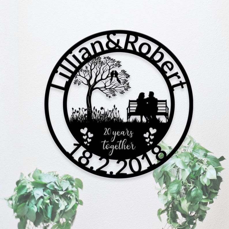 Personalized 20th Anniversary Metal Art,Custom Wedding Anniversary Gift For Couple,Any Year Anniversary Sign,Wedding Gift,Gift for couples