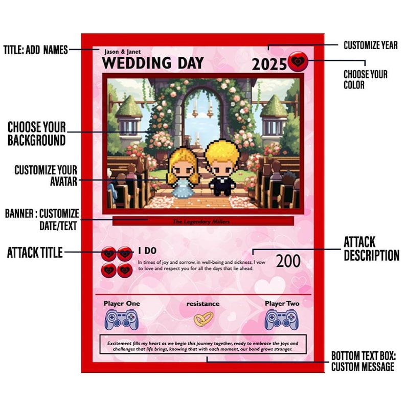 Personalized Poke Wedding Card - Custom Gift for Wedding - Newly Wed Gifts - Wedding Gift Ideas - Newly Wed Gift - Engagement Gift