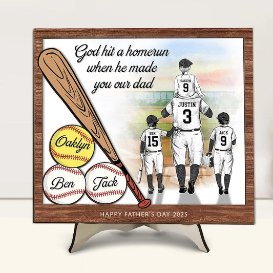 Personalized Sport Dad Sign, Custom Baseball Dad Gift From Kids, Softball Dad Gift, Father's Day Gift, Gift For Dad, Gift For Husband