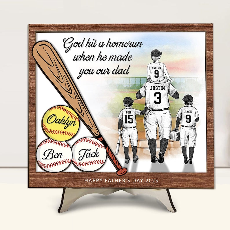 Personalized Sport Dad Sign, Custom Baseball Dad Gift From Kids, Softball Dad Gift, Father's Day Gift, Gift For Dad, Gift For Husband
