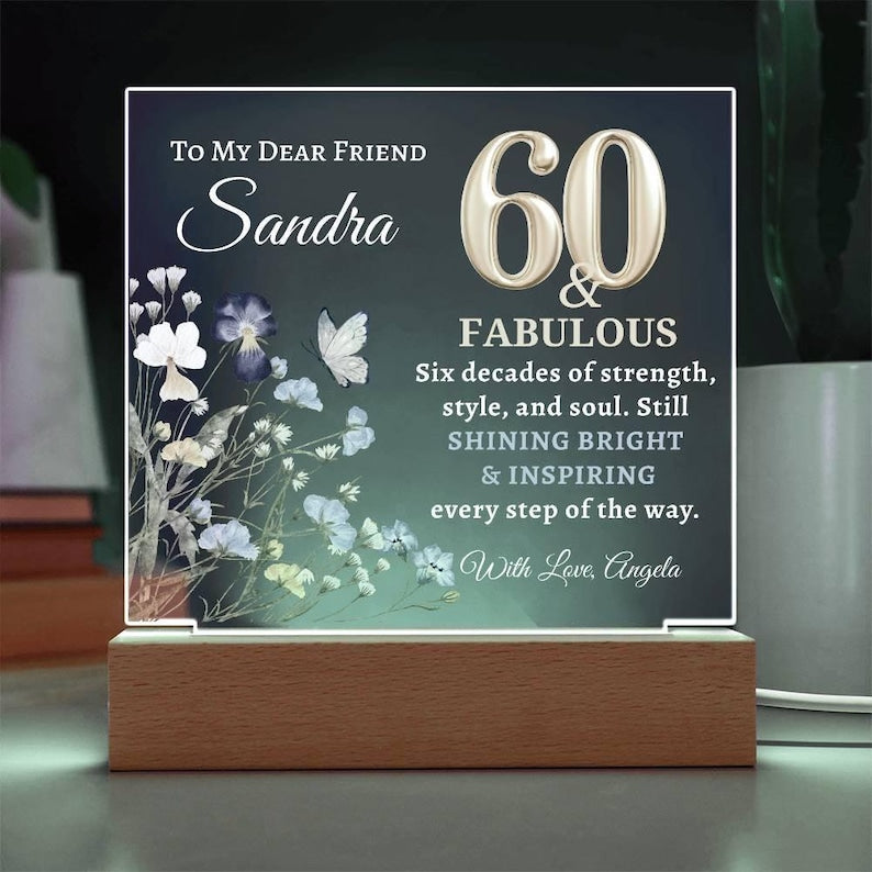 Personalized 60th Birthday Night Light, 1965 Year Photo Collage Night Light, 60th Birthday Party Gift, Anniversary Gifts, Gifts for Her, Him