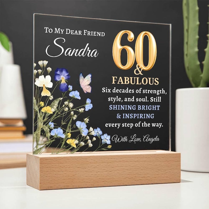 Personalized 60th Birthday Night Light, 1965 Year Photo Collage Night Light, 60th Birthday Party Gift, Anniversary Gifts, Gifts for Her, Him
