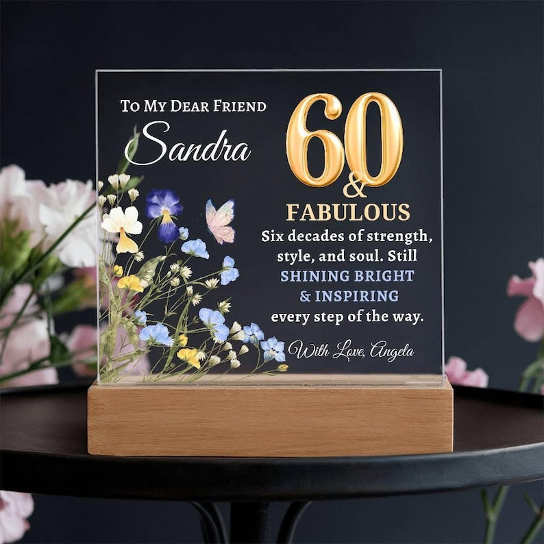 Personalized 60th Birthday Night Light, 1965 Year Photo Collage Night Light, 60th Birthday Party Gift, Anniversary Gifts, Gifts for Her, Him