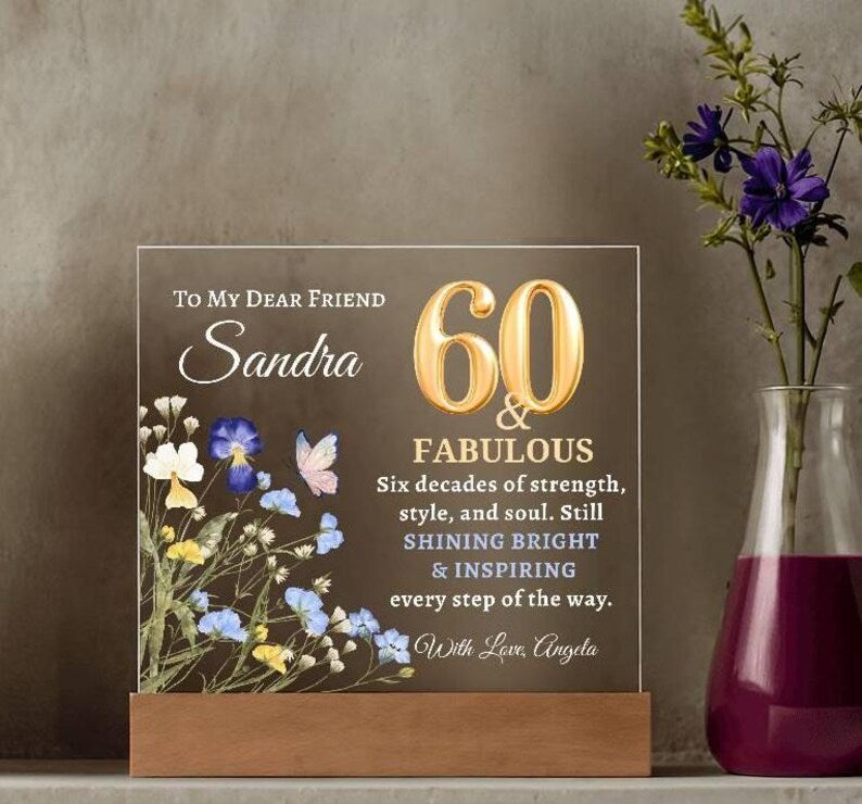 Personalized 60th Birthday Night Light, 1965 Year Photo Collage Night Light, 60th Birthday Party Gift, Anniversary Gifts, Gifts for Her, Him