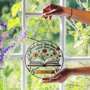 Custom Teacher Suncatcher Gift | Personalized Glass Suncatcher for End of Year, Teacher Appreciation, Classroom Decor, Gift for Teacher