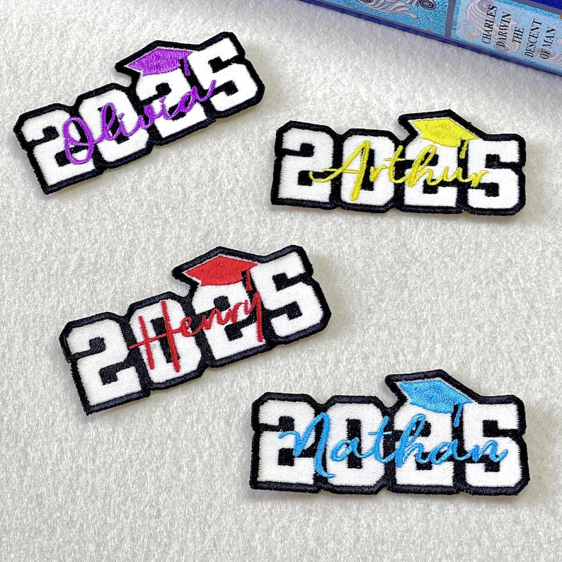 Custom Class of 2025 Patch Graduation Keepsake Gift for Her or Him, Senior Grad 2025 Decor, Embroidered Patch for School or College