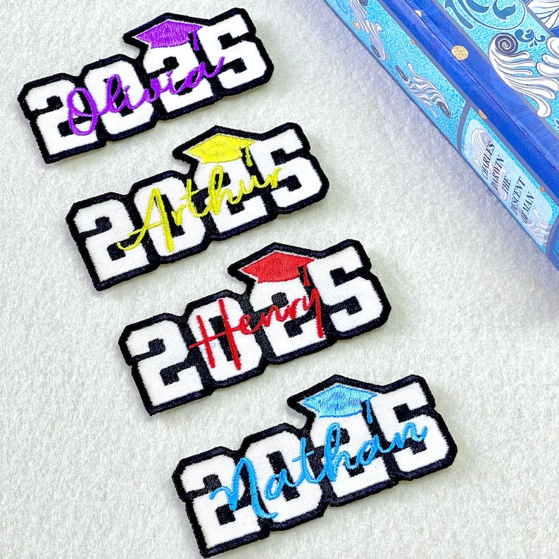 Custom Class of 2025 Patch Graduation Keepsake Gift for Her or Him, Senior Grad 2025 Decor, Embroidered Patch for School or College