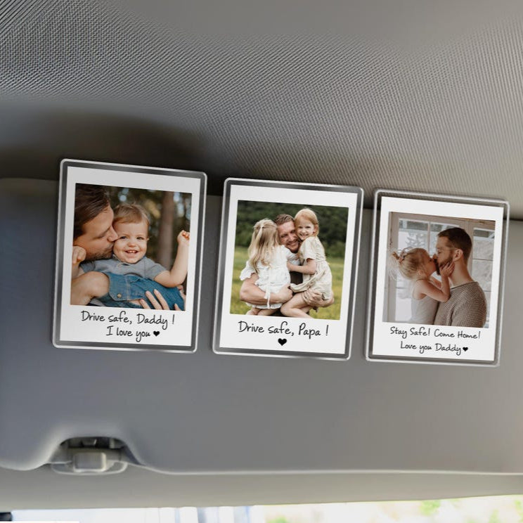 Custom Dad Photo Car Visor Clip, Fathers Day Gift For Dad, Drive Safe Daddy, Husband Gift Drive Safe Sun Visor Clip, Dad Car Accessories