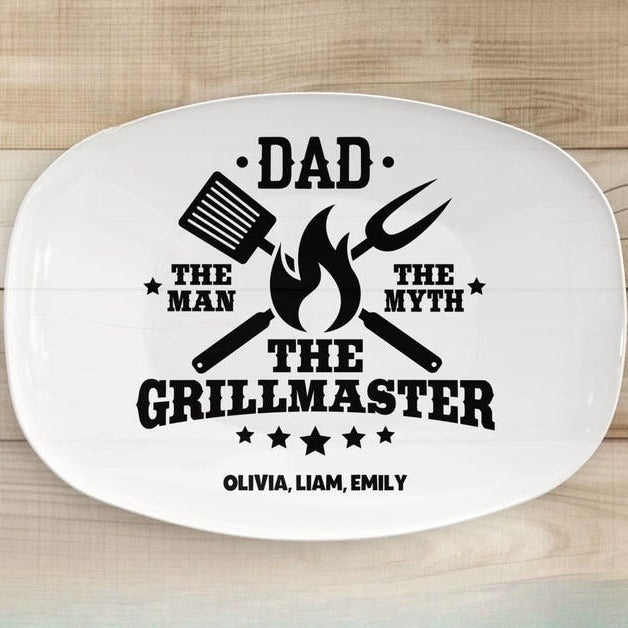 Personalized Grilling Plate The Man The Myth The Grillmaster Father's Day Gift from Kids BBQ Custom Platter Gift for Dad Grilling Plate