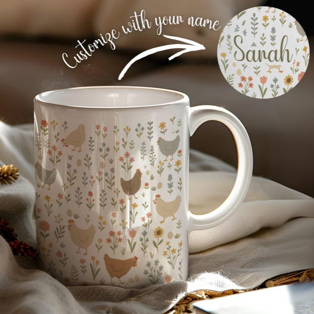 Chicken Mug, Farm Girl, Farmer Gift,Cute chicken, chicken theme gift for women, chicken gift idea, Personalized Cute Chicken Mug, Coffee mug