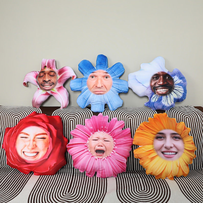 Custom birthday flower pillow, december birthday flower, custom face pillow, fun gifts, birthday gifts, custom pillow, unique gift