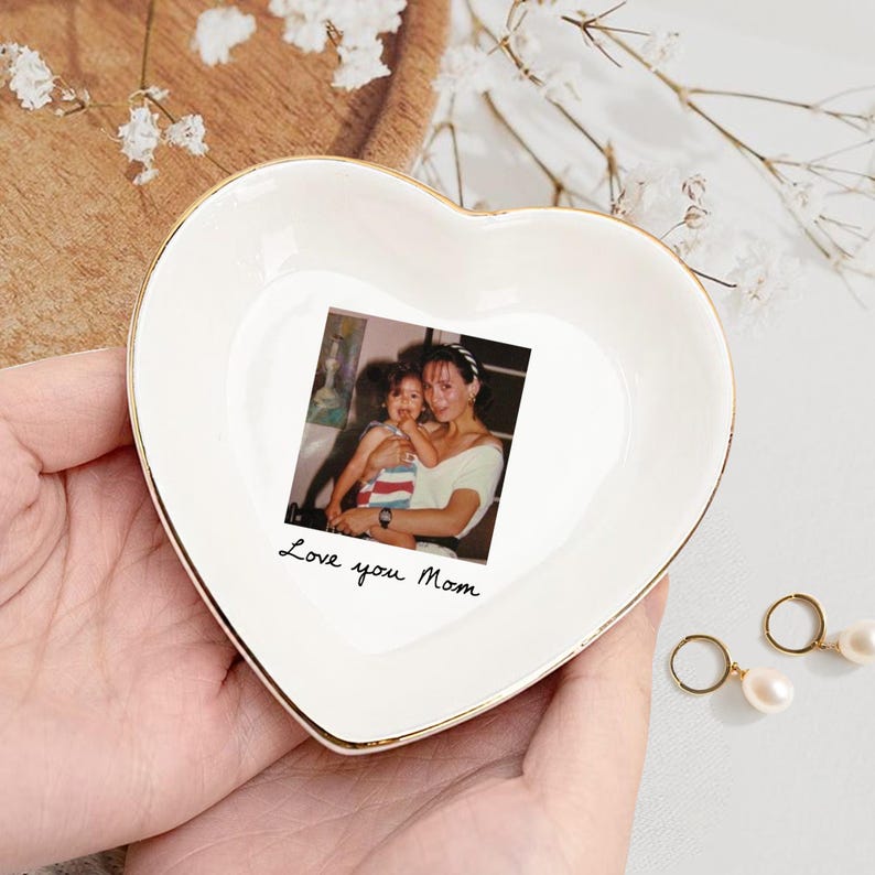 Mothers Day Gift for Mom, Custom Photo Trinket Tray, Custom Ring Dish with Picture, Gift for Grandma, Mom Gift from Daughter, Birthday Gift