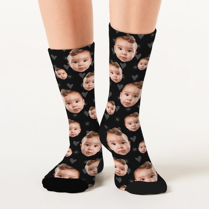 Custom Baby Face Socks, Many Faces Custom Parent Gift, Cute Baby Picture on Socks, Customized Christmas Gift for Parents, Cute Baby Gift