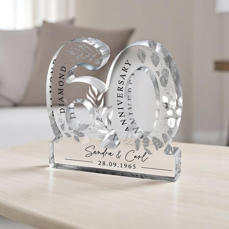 Personalised 60th Anniversary Gift Plaque, Diamond Anniversary Gift, Anniversary Gift, 60th Anniversary Gift for Husband Wife Parents