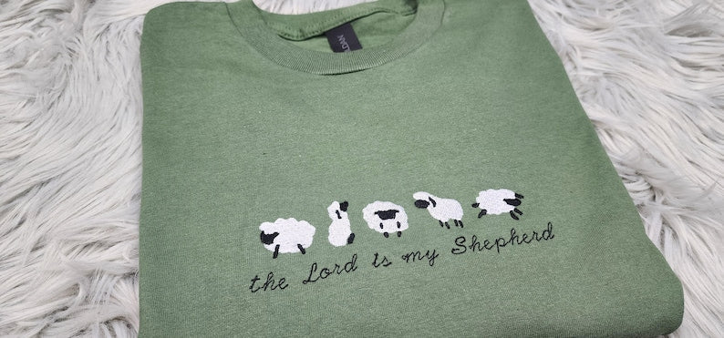 Lord is My Shepherd Embroidered Crewneck - Inspirational Apparel - Psalm 23 Gift - Lord is My Shepherd Shirt - Sweatshirt - Hoodie il_794xN.6824905823_f1gf.jpg