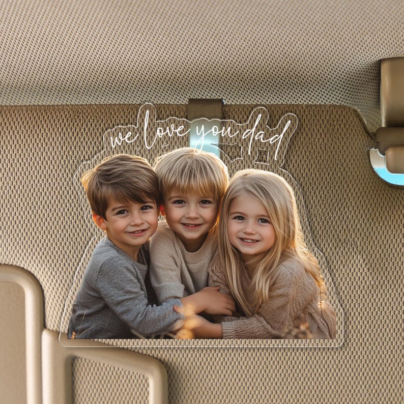 Custom Photo Car Visor Clip, Gift for Pet Lovers, Drive Safe Visor Clip With Picture Gift for Husband, Drive Safe Daddy, New Dad Gift