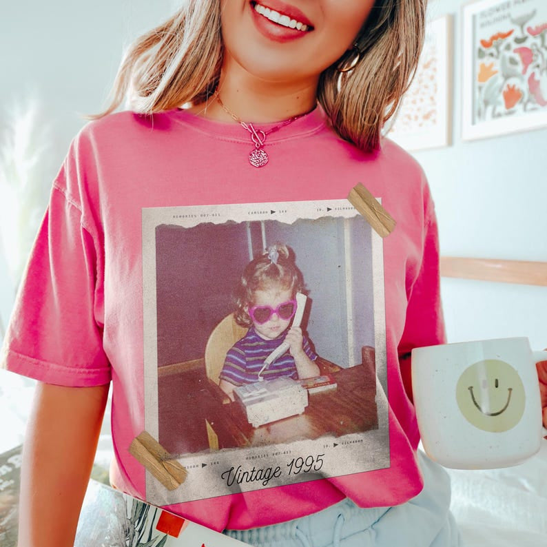 Custom Vintage Photo And Year, Custom Shirt With Picture Personalized 30th Birthday Gift Vintage 30th Birthday Party Vintage Est 1995 Shirt