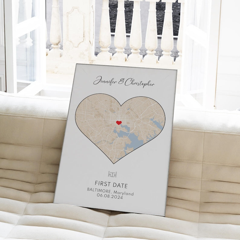 Engagement Print, Engagement Gift, Gift For Engaged Couple, Personalised Engagement Gift, Engagement Map Print Gift, Personalised Map Print