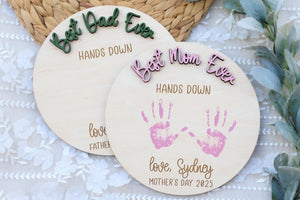 Father's Day Handprint DIY Sign, Personalized Father's Day Handprint Art, First Father's Day Gift From Child, Best Dad Hands Down Sign