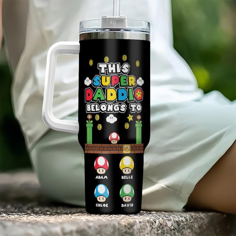 Daddio Tumbler 40oz, Gaming Daddy Coffee Mug, Dad Drinking Cup, Birthday Christmas Father Day Gifts, Gift for New Dad Husband Papa Grandpa