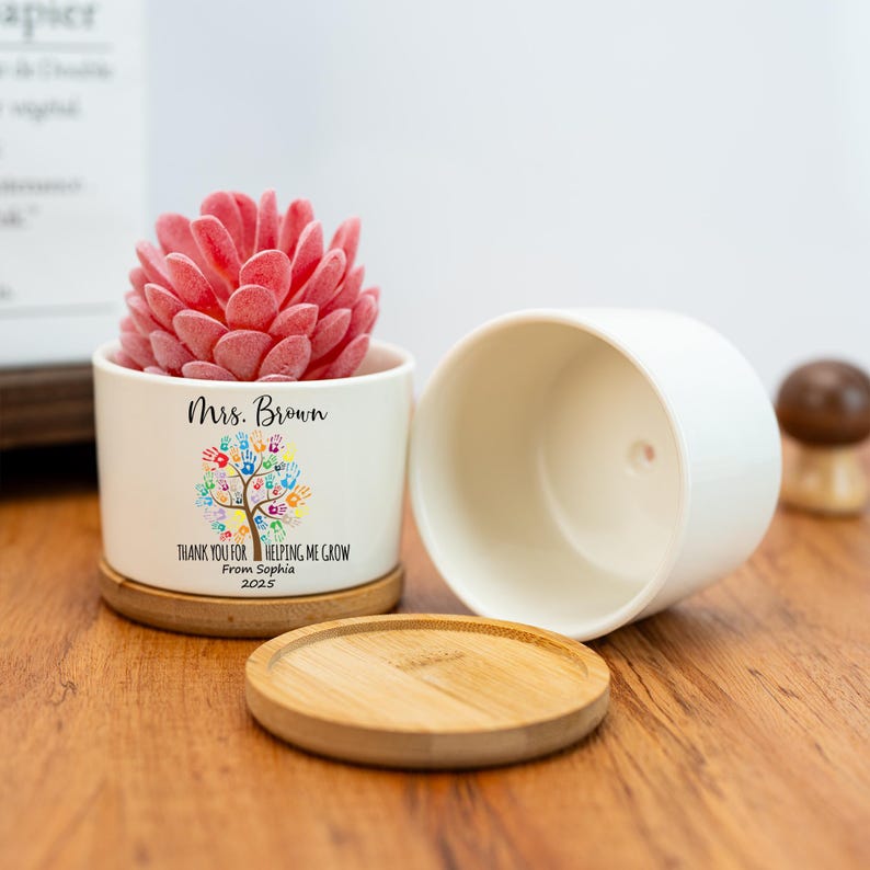 Personalized Thank You Gift,Custom Succulent Pot,Teacher Appreciation,Teacher Graduation Gift,Last Day of School,Gift for Mentor