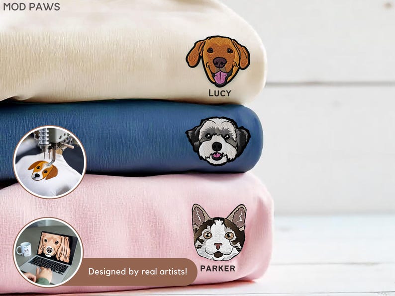Custom EMBROIDERED Pet Hoodie Using Pet Photo + Name Custom Dog Hoodie Personalized Dog Hoody Custom Dog Custom Pet Hooded Sweatshirt