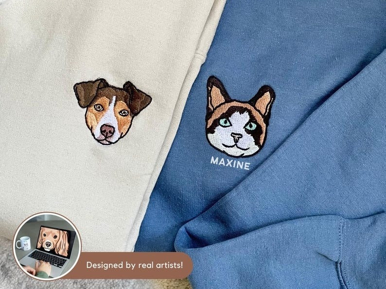 Custom EMBROIDERED Pet Hoodie Using Pet Photo + Name Custom Dog Hoodie Personalized Dog Hoody Custom Dog Custom Pet Hooded Sweatshirt