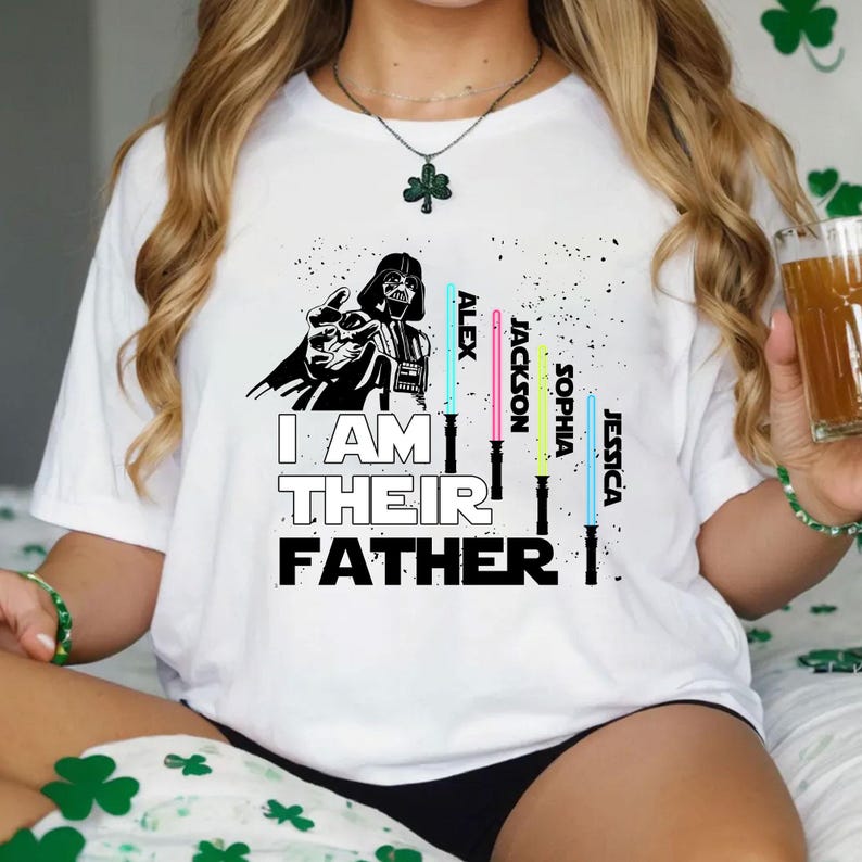 Personalized I Am Their Father Shirt, Gift For Dad, Custom Kid's Name Shirt with Lightsaber, Father's Day Shirt, Star Wars Dad Shirt
