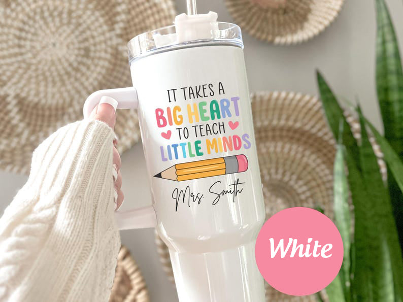 Custom Teacher Tumbler, Personalized 40oz Teacher Tumbler with Handle Gifts for Teacher Appreciation Gift for Teacher Travel Mug Teacher Cup