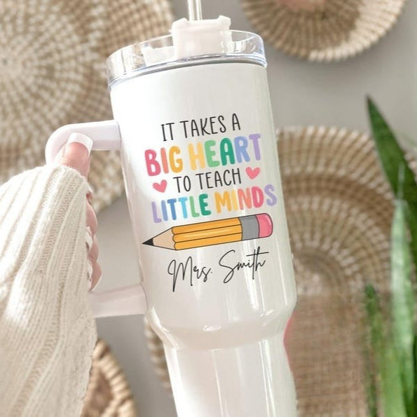 Custom Teacher Tumbler, Personalized 40oz Teacher Tumbler with Handle Gifts for Teacher Appreciation Gift for Teacher Travel Mug Teacher Cup