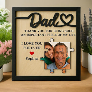 Personalized Puzzle Frame Gift for Dad with Photo | Custom Wooden Sign Father s Day Gift for Dad, Grandpa, Husband