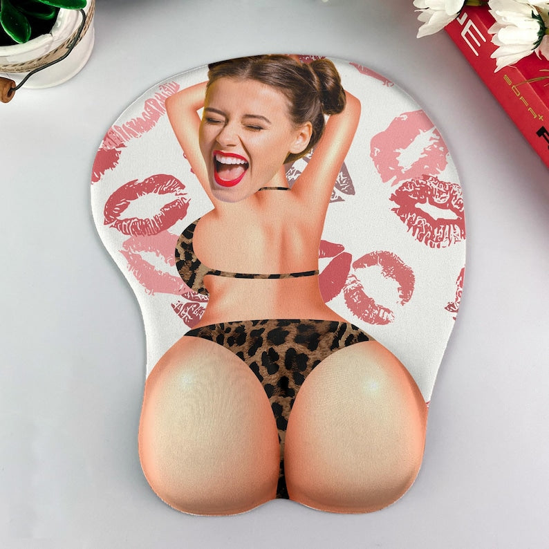 Personalized Photo 3D Mouse Pad, Custom Funny Picture Gift For Wife, Gamer Funny Mouse Pad, Valentine Gift For Him, Coworker Boss Mouse Pad