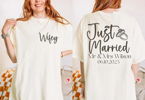 Personalized Mr and Mrs, Custom Wifey and Hubby Shirt, Bride and Groom Est, Wife And Husband Shirts, Just Married Tshirt, Honeymoon T-shirt