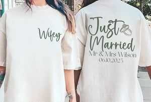 Personalized Mr and Mrs, Custom Wifey and Hubby Shirt, Bride and Groom Est, Wife And Husband Shirts, Just Married Tshirt, Honeymoon T-shirt