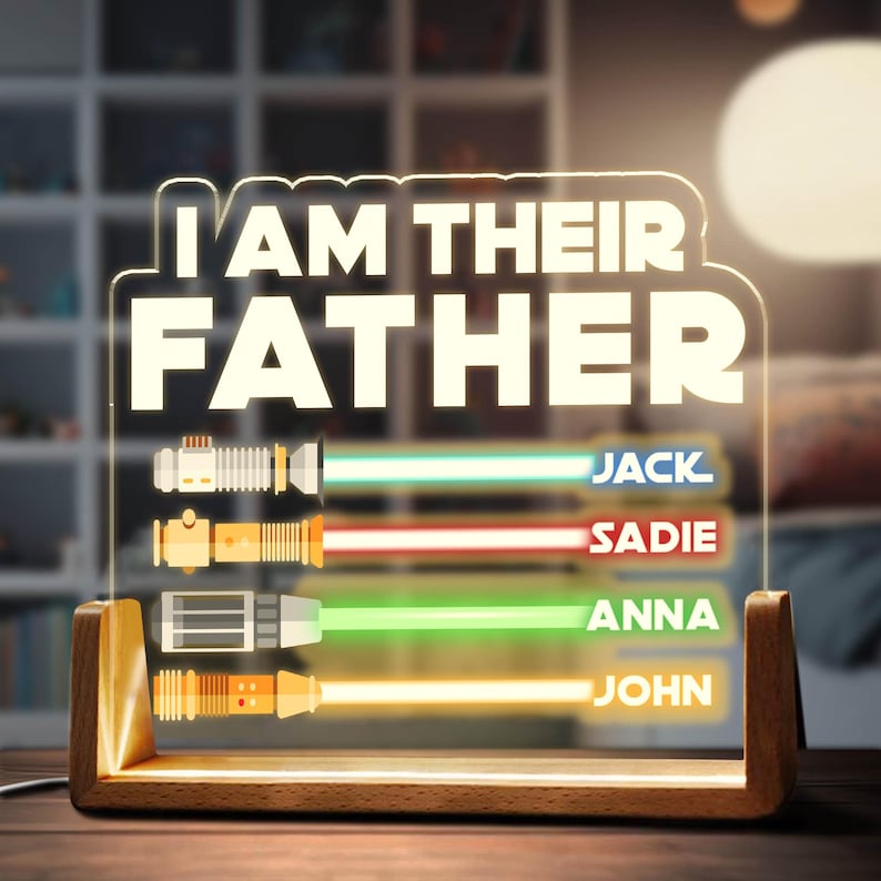 I Am Their Father, Personalized Gifts for Dad, Night Light w Kids Names, Father's Day Gift, Custom Gift for Husband from Kids, Birthday Gift
