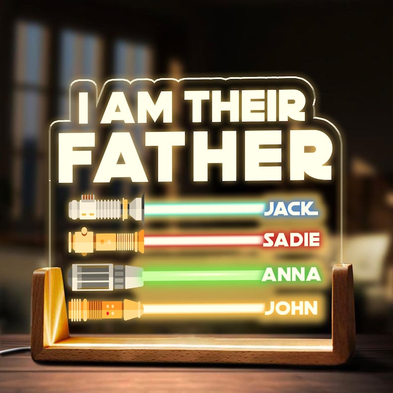 I Am Their Father, Personalized Gifts for Dad, Night Light w Kids Names, Father's Day Gift, Custom Gift for Husband from Kids, Birthday Gift
