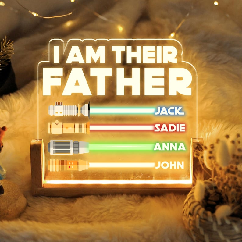 I Am Their Father, Personalized Gifts for Dad, Night Light w Kids Names, Father's Day Gift, Custom Gift for Husband from Kids, Birthday Gift